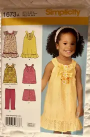 Unused pattern baby/toddler 1/2 to 4 dress, top, pants, shorts 2013 Simplicity