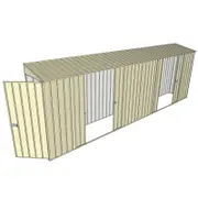 Build-a-Shed 0.8 x 6 x 2m Single Hinged Door Skillion Shed with Dual Double Sliding Side Doors - Cream