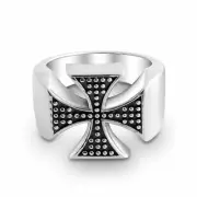 Azaggi 925 Sterling Silver Two Toned St. George's Cross Ring Men's Jewelry Gift