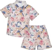 [Caihoyu] Toddler Baby Boys Short Sleeve Button Down Shirt & Casual Shorts Set Toddler Kids Baby Boys Summer Clothing