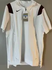 Nike sideline Lightweight Short Sleeve Coaches Jacket WHITE MAROON SZ M new