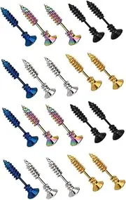 [TINEASUR] Titanium Steel Earrings 10 Pairs Punk Style Ear Decor Fashion Jewelry Comfortable Ear Drop