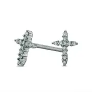 Diamond Accent Cross Stud Earrings in 10K White Gold