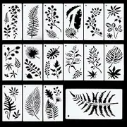 16 Pieces Stencils for Painting, Tropical Leaves Templates Hollow Design, Reusable Drawing Stencils, Craft Stencils for Painting on Wood Scrapbook Wall Art (Style A)