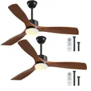 2 Pack 52 inch Ceiling Fans with Lights, Black Ceiling Fan with Light and