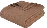 Superior 100% Cotton Thermal Blanket, Soft and Breathable Cotton for All Seasons, Bed Blanket and Oversized Throw Blanket with Metro Herringbone Weave Pattern - King Size, Taupe