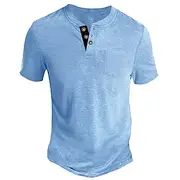 Men's Henley Shirt Tee Top Plain Henley Street Vacation Short Sleeve Button Pocket Clothing Apparel Fashion Designer Basic