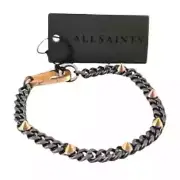 AllSaints Carabiner Hematite Pyramid Stud Cuban Link Chain Bracelet Gift