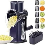 Rotary Cheese Grater Hand Crank,5 in 1 Cheese Shredder,Veggies,Fruits,Cucumber Slicer,Cabbage Shredded,Multi-Functional Vegetable Chopper