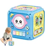 Toddler Activity Cube, Musical Sensory Cube Developmental Shape Sorter, Educational Early Learning Toys with Sound and Light for Birthday New Year Christmas Easter
