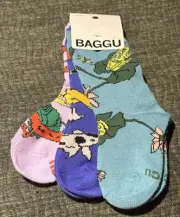 BAGGU Kid’s Pack of 3 SOCKS~3-4 Years~Bamboo Rayon Colorful KOI NEWT FROG NWT