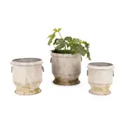 3pc Moss Zinc Pot Planter Urn Storage Container Outdoor Garden Home Decor Grey