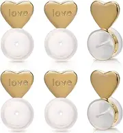 Kerryjewl Rubber Earring Backs for Droopy Ears,Silicone Earring Lifter for Heavy Earrings and Studs, Secure Earing Backs Replacement(Gold)