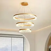 Gold 3 Rings 180W Modern Luxury Ring Pendant Light Adjustable Water Ripple LED Chandelier