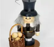 Zim's Wooden 1996 Pilgrim Nutcracker with Basket Holiday Tree Ornament Vintage