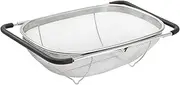 Stainless Steel Over The Sink Colander Strainer Basket,6 Quarts Kitchen Sink Strainer,Equipped with an Expandable Rubber Handle,Fine Mesh Strainer,Used for Filtering and Rinsing Vegetables and Fruits