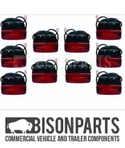 *UNIVERSAL LED RED MARKER LAMPS & BRACKET & 0.5M CABLE 10-30 VOLT BP93-006 x 10