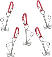 JUMPLAWN 5pcs Windproof Deck Anchor Pegs Lightweight Aluminium Alloy Tent Stakes with and Rope Adjusters for Securing Tents Decks Gardens and Camping Adventures