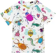 [ODAWA] Colorful Cartoon Insects Kids Swim Shirt UPF+ 50 Quick Dry Shirt Kids Youth Rashguard