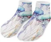 [QMNVBDS] Watercolor 3D Jellyfish Socks Ankle Length Socks Casual Short Socks for Women Men Low Cut Sports Socks Running Socks No Show Socks Ankle Socks Athletic Socks Workout Socks, Style, One Size
