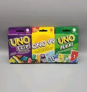 3 Mattel UNO Variations - UNO Flip! - ONO 99 - UNO Flex! - NEW