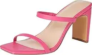[The Drop] Women's Avery Square-Toe Two-Strap High Heeled Sandal, Hot Pink, 7