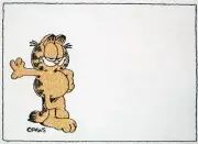 Garfield cartoon Embroidered quilt label cat to customize with text message incl