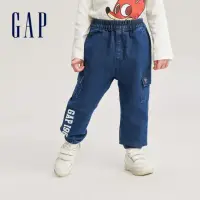在飛比找momo購物網優惠-【GAP】男幼童裝 Logo束口牛仔褲-深藍色(784991