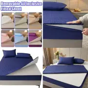 Detachable Zipper Quilted Bedsheet Mattress Cover Bedspread Bed Fitted Sheet