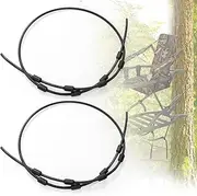 Creative.C Replacement Hunting Tree Stand Cables, Pair of 68" Steel Braided Tree Stand Straps, Black Coated Sturdy Tree Stand Accessories for Climbing Outdoor Treestand