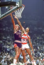 Don Buse Phoenix Suns drives on Phil Chenier Washington Bullets at- Old Photo