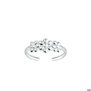 TJS 925 Sterling Silver Toe Ring Triple Flower Band Adjustable Fine Jewellery