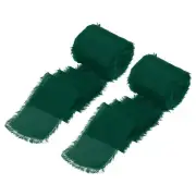2 Rolls Silk Satin Ribbon, 1.5" 6 Yards Chiffon Fabric Ribbon Forest green
