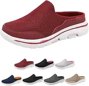 [ICJSIRWI] Unisex Sandal Backless Walking Sneakers,Men's Comfortable Breathable Supportive Sports Sandals,Open Back Tennis Shoes for Casual Workout Work Shoes Red