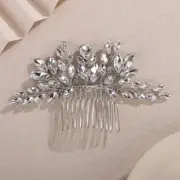 Bridal Hair Comb Full Rhinestone Wedding Hair Comb Silver Teardrop Hair Piece...