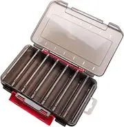 Perfk Double Sided Bait Box Visible Waterproof Lightweight 14 Compartments Container with Drain Hole Organizer Tackle Storage Tray, black