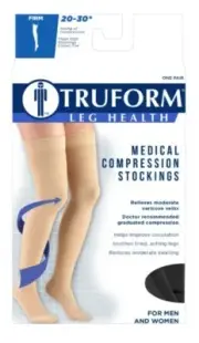 Open Box - Truform 20-30 Mmhg Compression Stockings Thigh High, Closed Toe Black