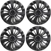 Compatible for Tesla Model Y 2023 Turbine Wheels Full Cover Hub Cap 19 Inch Hubcap Protecting Hub 2018-2022 4PCS /Set Car Accessory(Matte Black 19in)