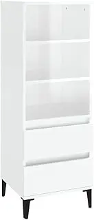 Highboard Buffet Sideboard - High Gloss White Engineered Wood with Metal Frame, Modern Storage for Living Room & Dining Room, 40x36x110 cm