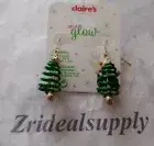 CLAIRE'S Girl's Rose Gold 1.5" Spiral Christmas Tree Drop Earrings - Green