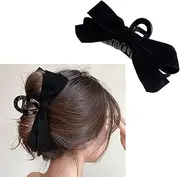 Black Velvet Hair Bow Claw Clip for Women Girls Bowknot Hair Claw Jaw Clips Barrettes for Thick Thin Hair Nonslip Bow Claw Clamps Hair Clips for Women Bowknot Bow Hair Claws