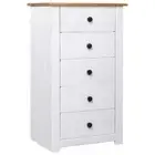 Wooden Sideboard Bedroom Office Living Room Storage Cabinet With 5 Drawers White