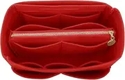 [LEXSION] Felt Purse Bag Organizer Insert with zipper Bag Tote Shaper Fit Speedy Neverfull Red Size: Medium