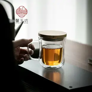 創意雙層耐熱玻璃水杯透明茶杯牛奶杯家用圓形辦公果汁杯