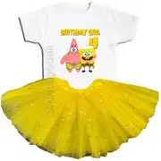 Sponge Bob Birthday Party 4th Tutu Outfit Personalized Name option