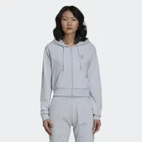 在飛比找momo購物網優惠-【adidas 愛迪達】外套 運動外套 連帽外套 短版 灰藍