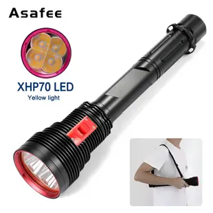 Asafee 15000LM A47 黃光 4*XHP70.2 LED 強大的超亮潛水手電筒水肺燈 3 種模式頭到開關手