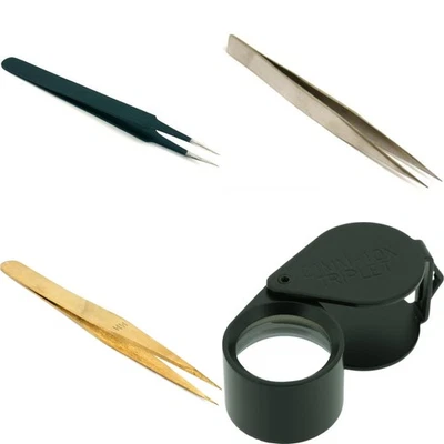 Watch Clock Battery Tweezers Brass Repair Tool Loupe Black 21mm