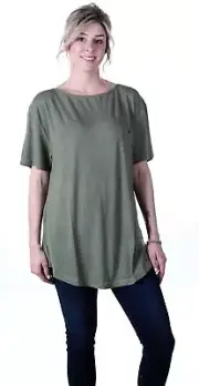 Nixon Women Tom Girl Short Sleeve Rayon Tee Army Green