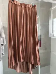 Seed New Pleated High Low Brown Skirt Size 8